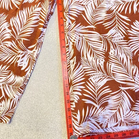BNWT Wide Leg Trousers CROPPED BROWN TAN Tropical Print Size 12 CRUISE PARTY - Picture 4 of 8
